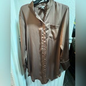 Brown Silk H&M oversized longs leeve